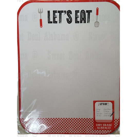 Dry Erase Board – 13"x10" “Let’s Eat” Grilling Theme, Party Ready
