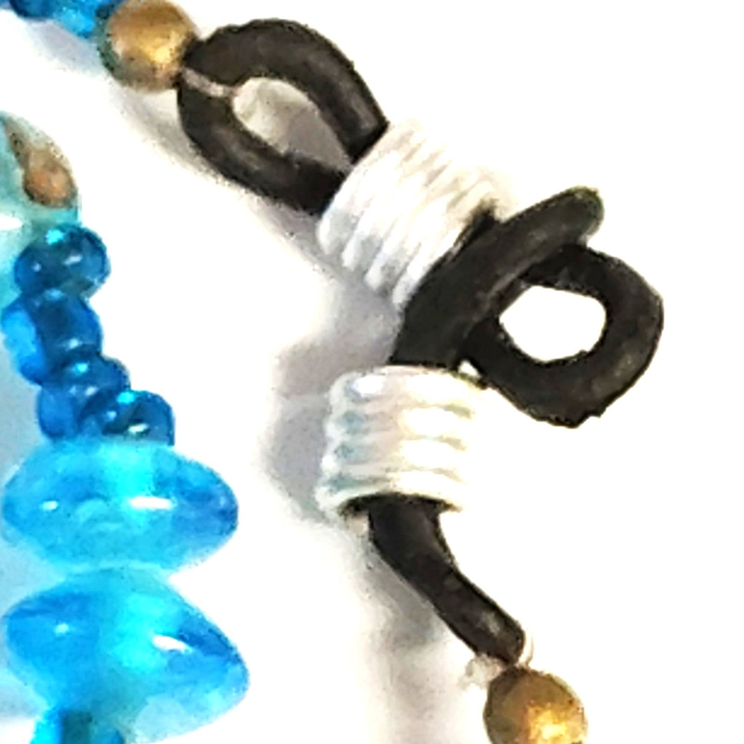 VTG Beaded Eyeglass Chain 24" Blue Glass Beads w/ Adjustable Rubber Loop Ends