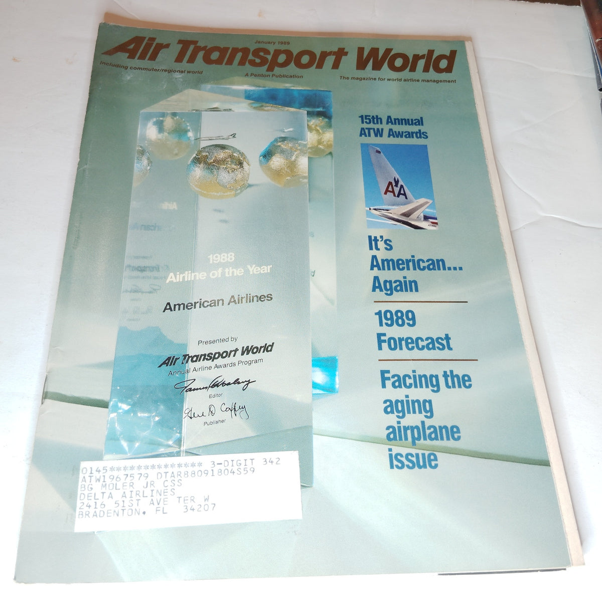 Air Transport World Magazine - January 1989 - American Airlines Award Issue