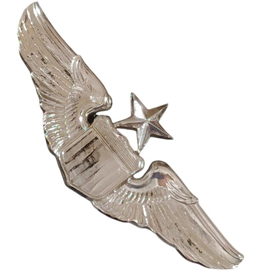 U.S. Air Force Senior Pilot Wings Badge Pin, Mirror Finish, 3'W x 1-1/8"H, NIP