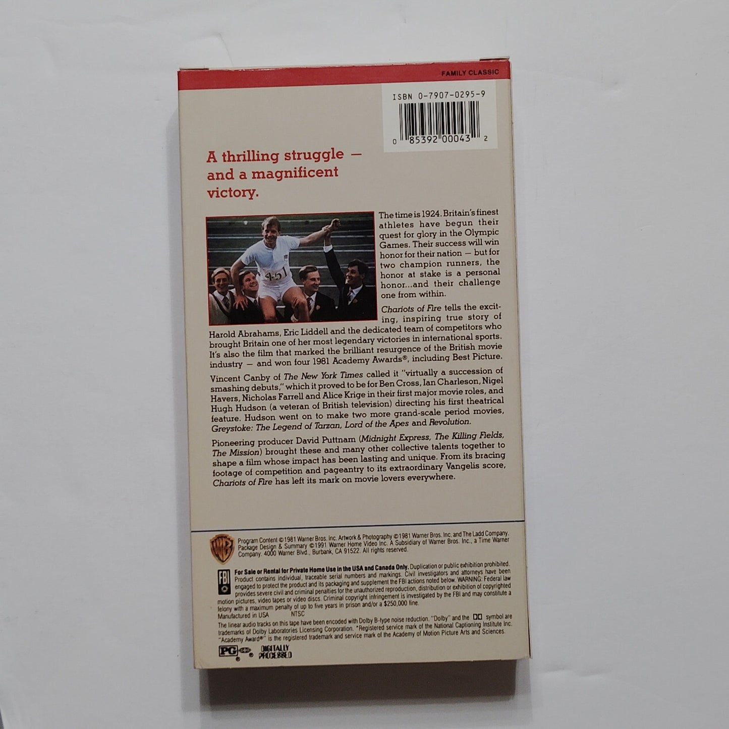 Chariots of Fire VHS 1982 Hugh Hudson Classic Olympic Drama Vintage Movie