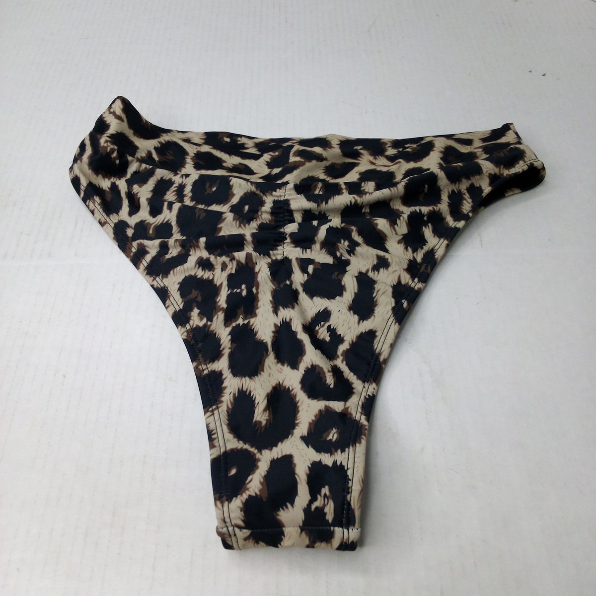 Leopard Print High-Cut Swim Bottoms XL Brown Black Cheeky Bikini Bottom