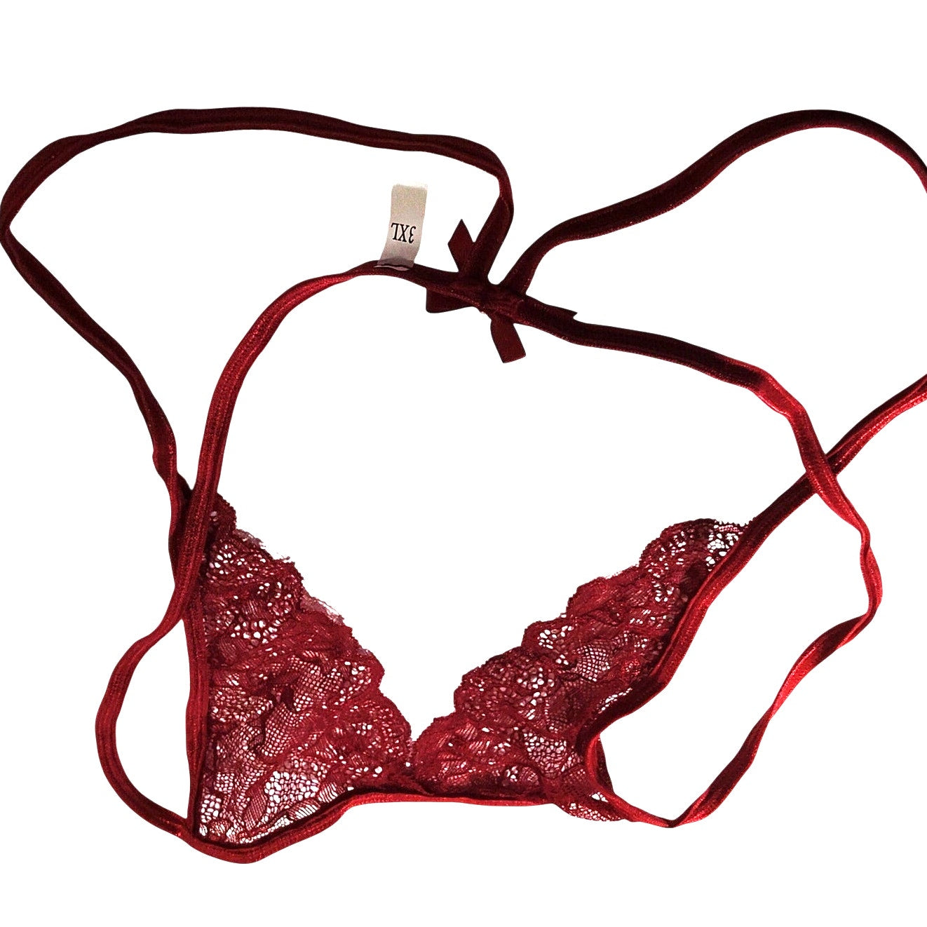 Avidlove Women’s Eyelash Lace Triangle Bralette – Burgundy – 3XL – NWOT