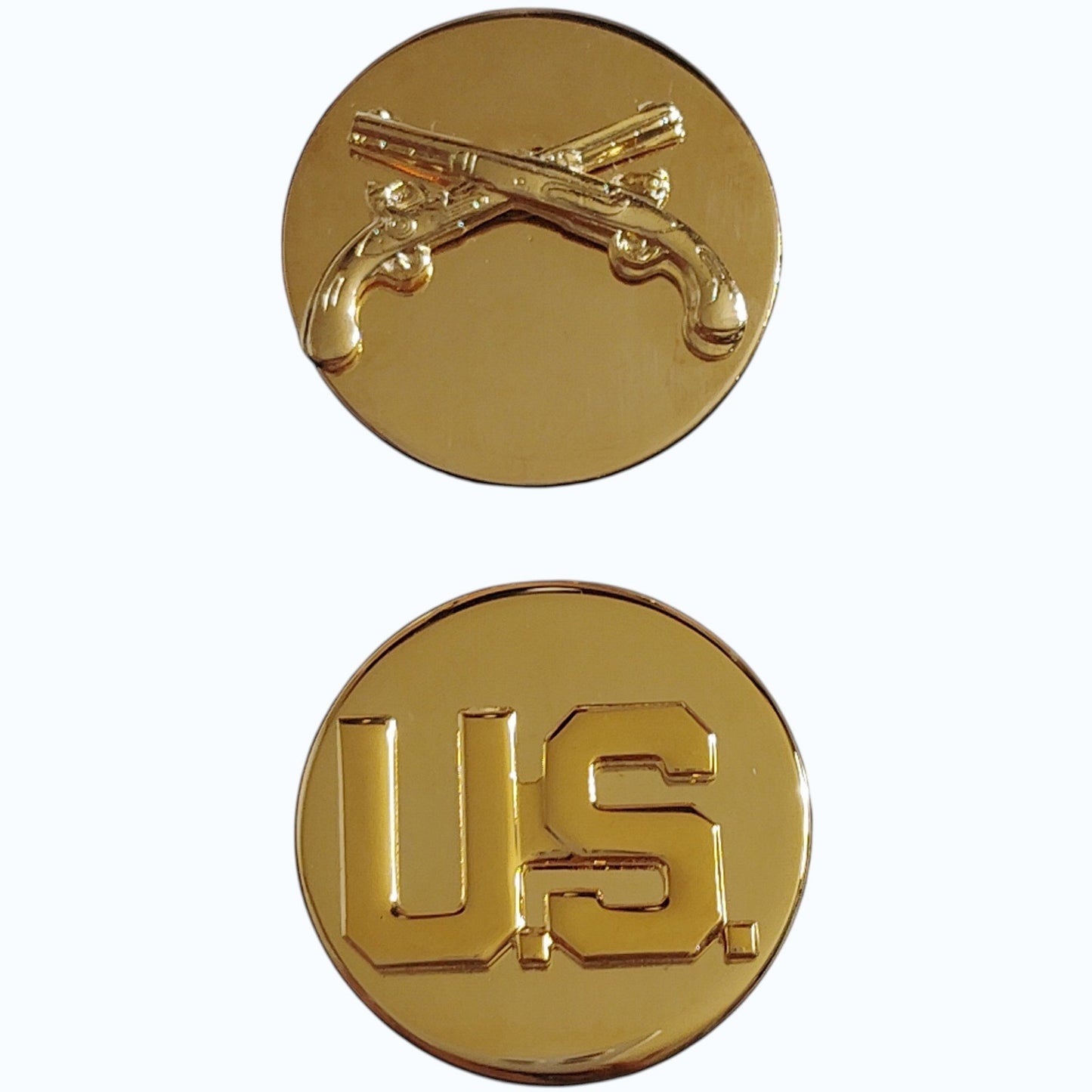 Military Police MP & U.S. Novelty Hat Lapel Pin Set Gold‑Tone 1" Diameter