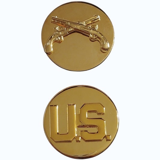 Military Police MP & U.S. Novelty Hat Lapel Pin Set Gold‑Tone 1" Diameter