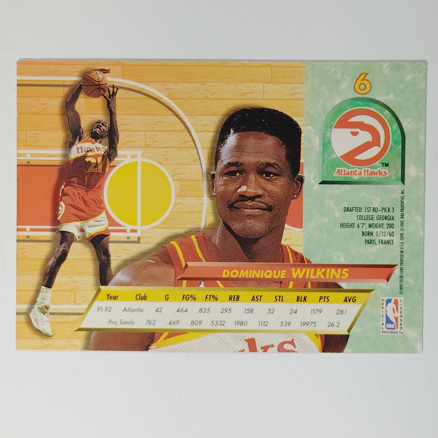 1992-93 Ultra Dominique Wilkins #6 Atlanta Hawks Hall of Fame Forward NBA Card
