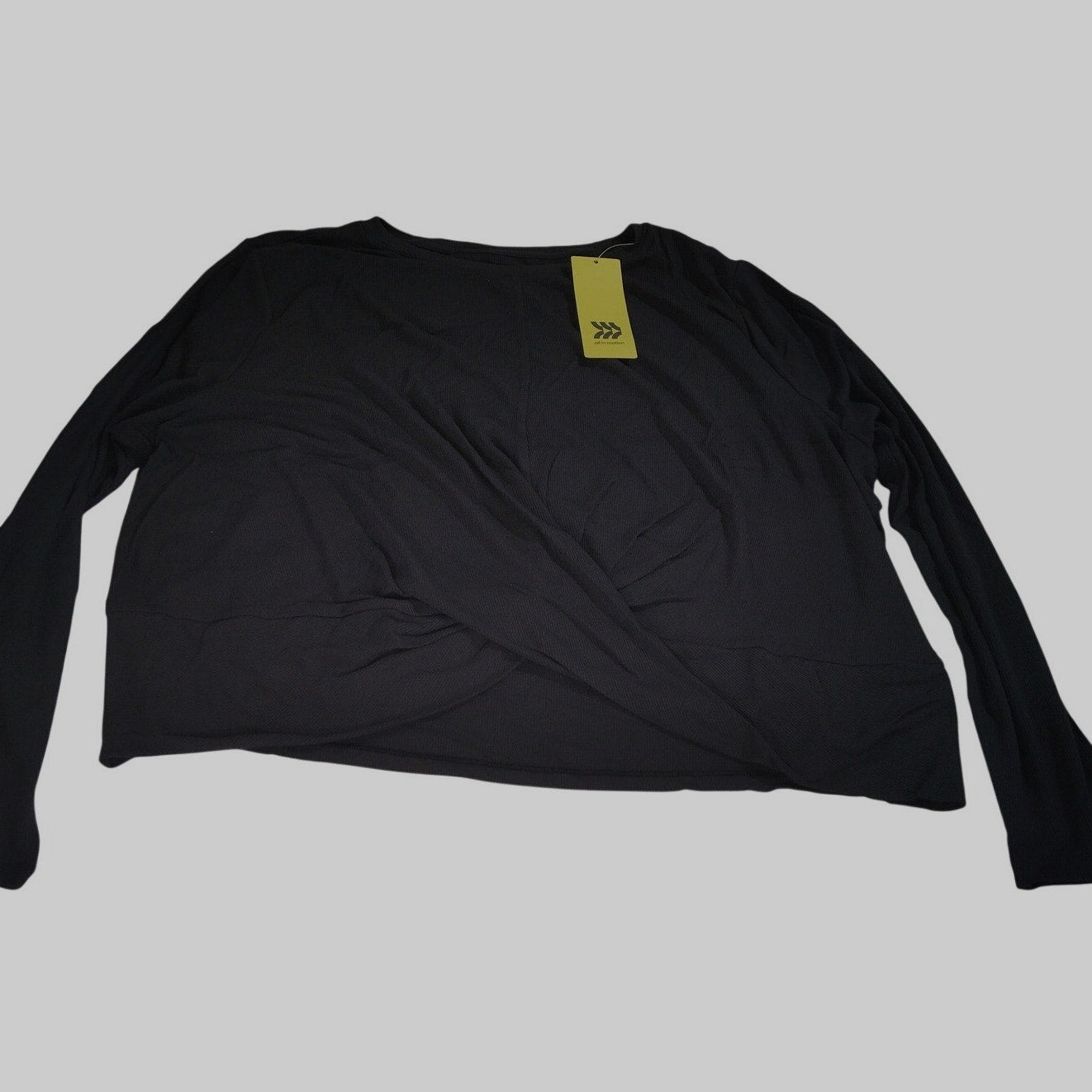All in Motion Women’s Twist Front Long Sleeve Top Black 1X