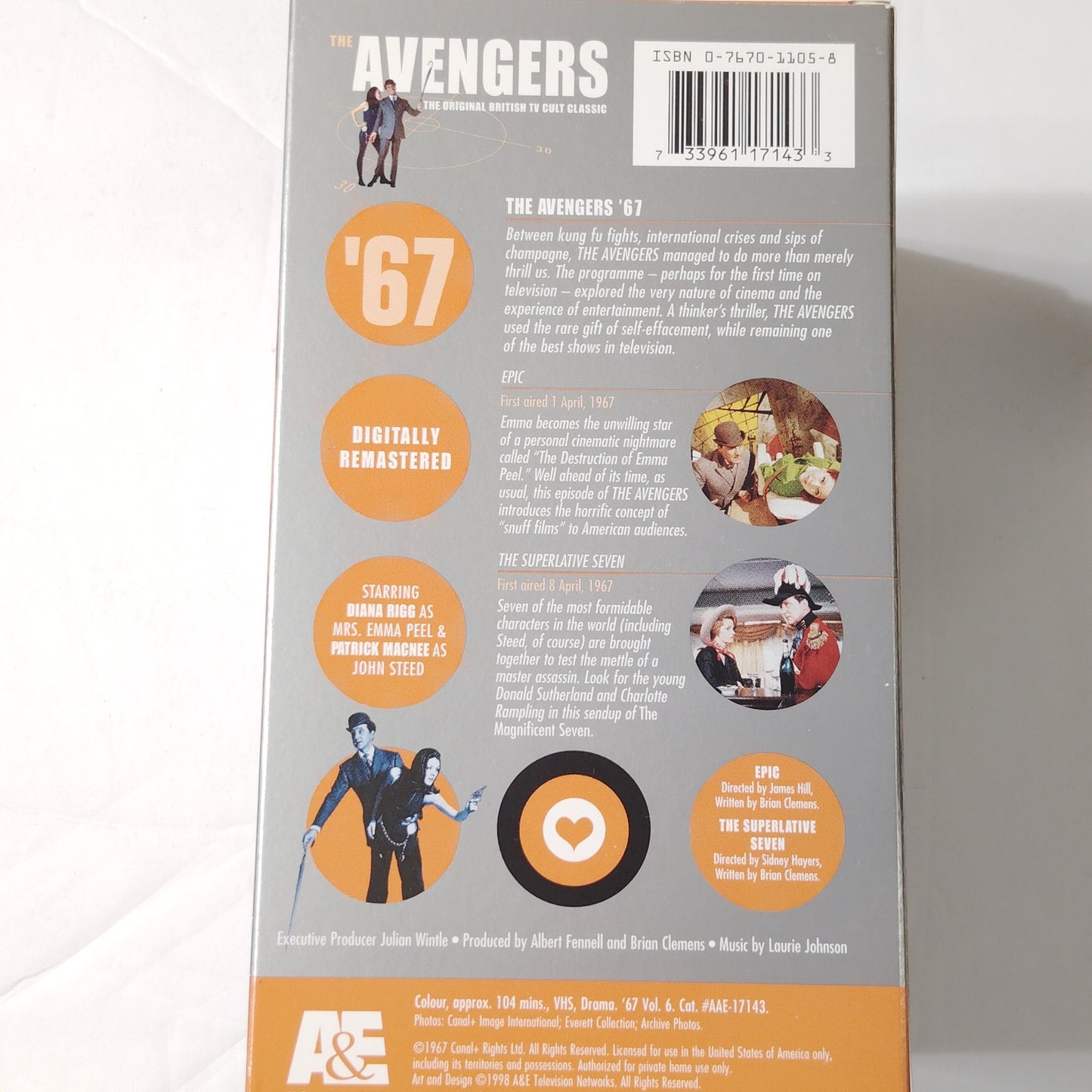 Avengers ’67 VHS Set 2 Vols 4‑6 1998 A&E Diana Rigg Remastered