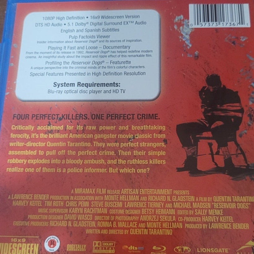 Reservoir Dogs Blu-ray 15th Anniversary Edition Crime Thriller Quentin Tarantino
