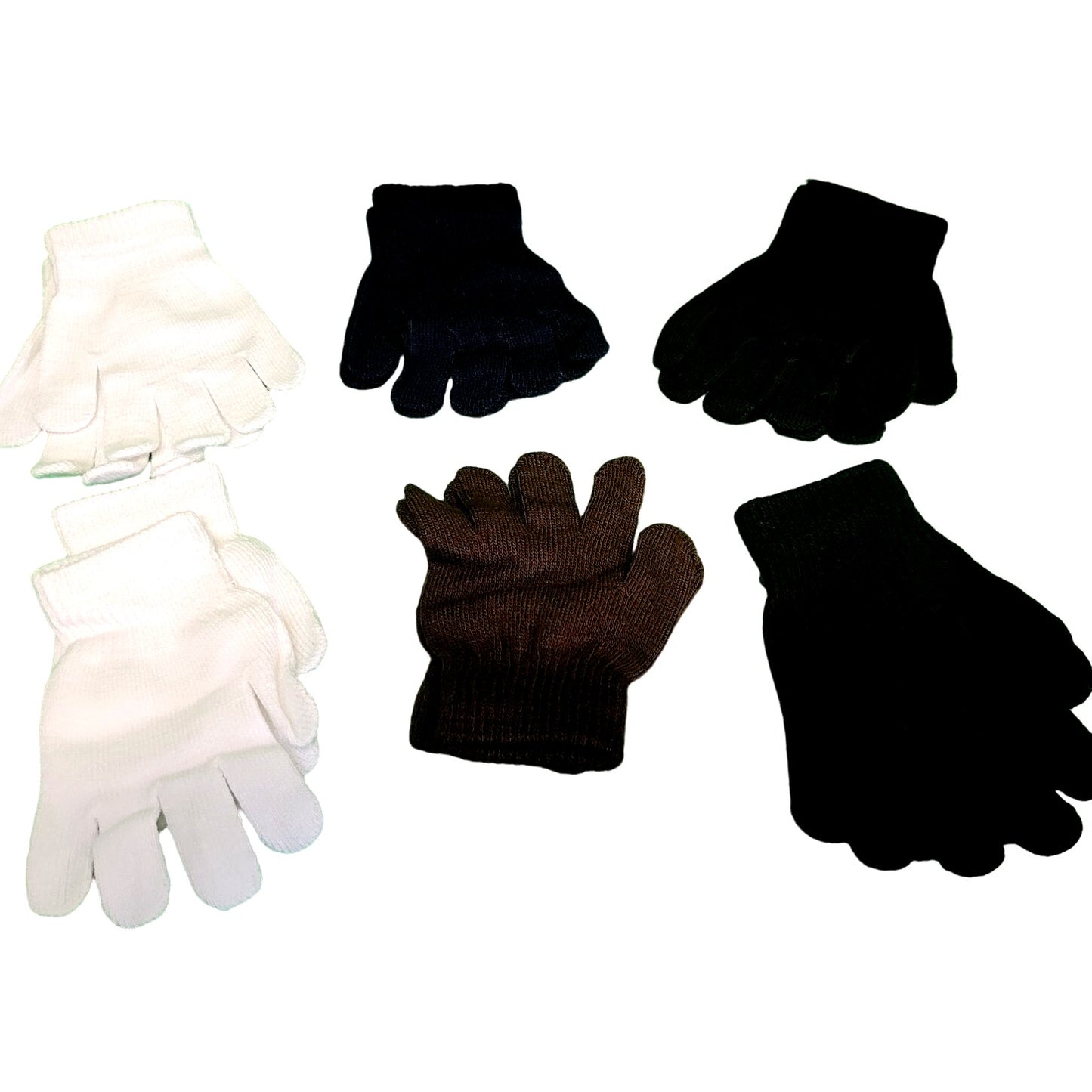 6 Pairs, Kids Winter Knit Gloves, Size 7-12 Yr Unisex Children's Gloves