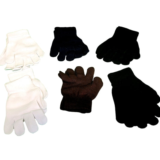 6 Pairs, Kids Winter Knit Gloves, Size 7-12 Yr Unisex Children's Gloves