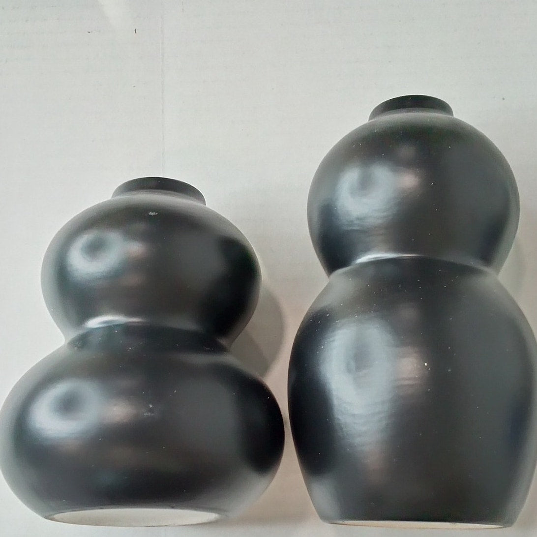 2‑Pack Sculptural Bud Vases – Black Matte Ceramic Modern Decorative Set