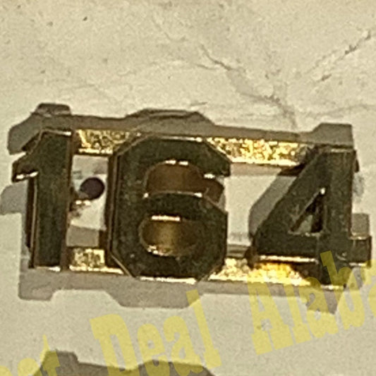Early/Mid 1900s Brass C-Clasp Number "164" Collar Device 3/8"H Hat / Lapel Pin
