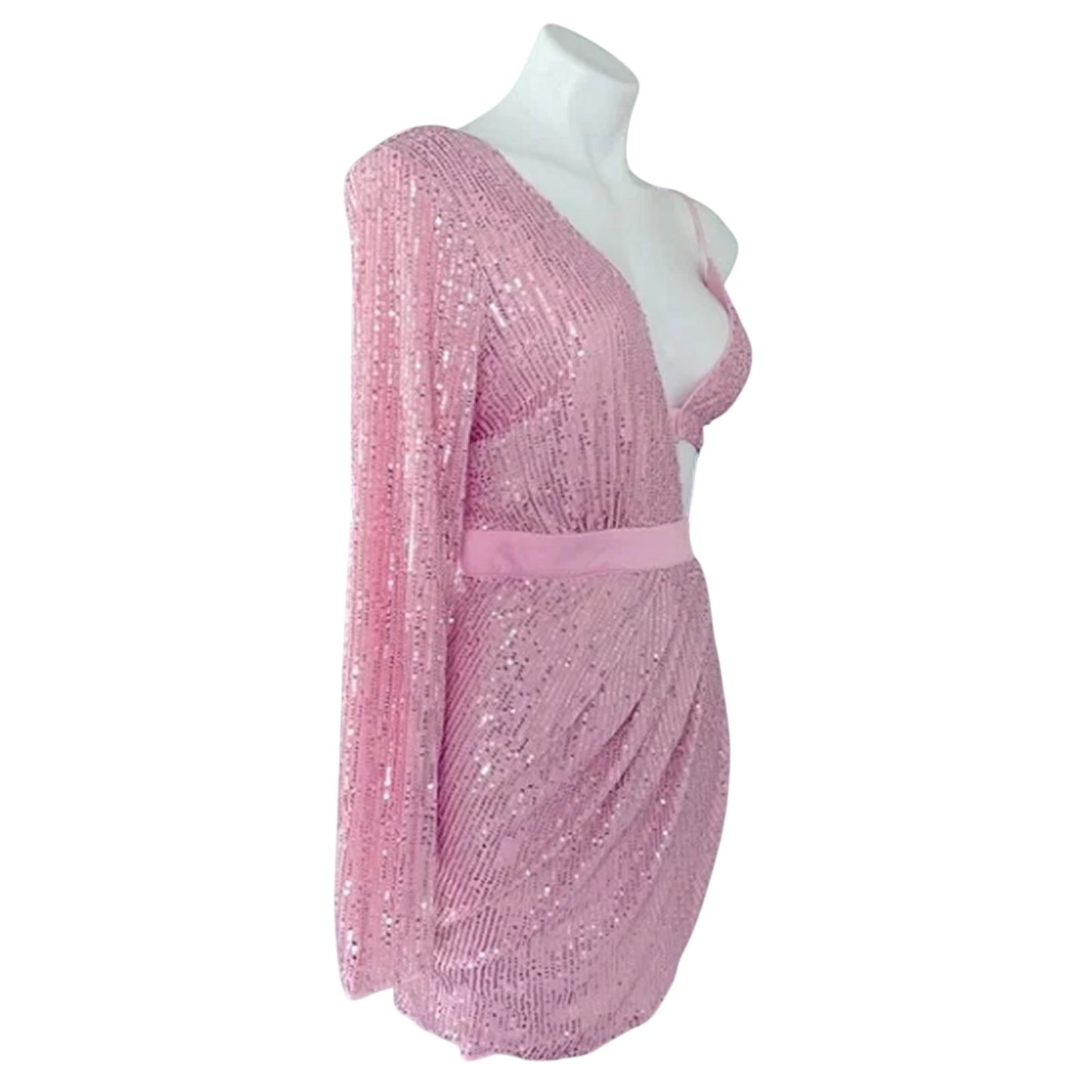 Area Stars Cutout Sequin Mini Dress Pink L