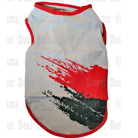 Fitwarm Abstract Small T-Shirt, Red/Gray Paint Design, XL, 21" Chest Girth