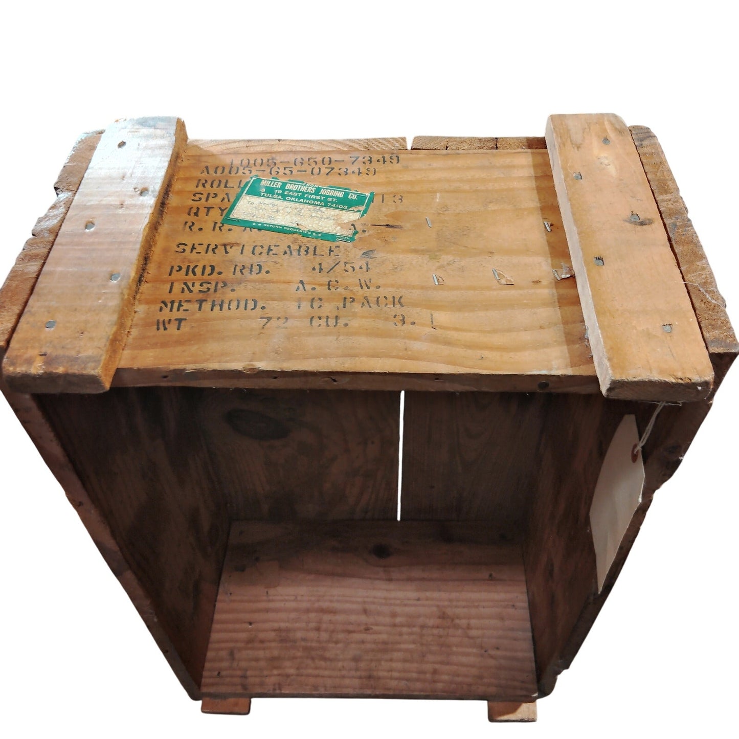 Military Surplus Wooden Storage Crate 27x18x11, Serviceable Condition, 1950s Era