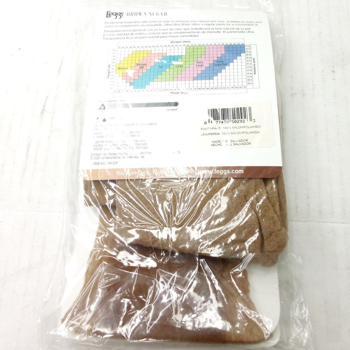 L'eggs Brown Sugar Ultra Ultra Sheer Pantyhose Honey Brown Large Sandalfoot