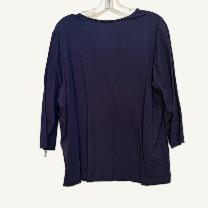 Blair Navy Long Sleeve Top & Faded Glory Striped Open Cardigan 2PC Set