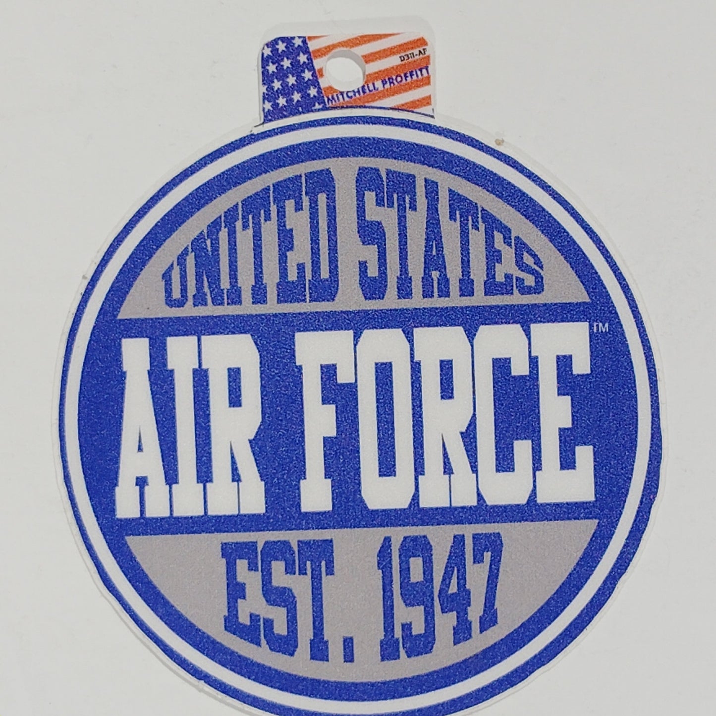 U.S. Air Force Bumper Sticker – 4" Round – Est. 1947 – Blue & Silver – D311-AF
