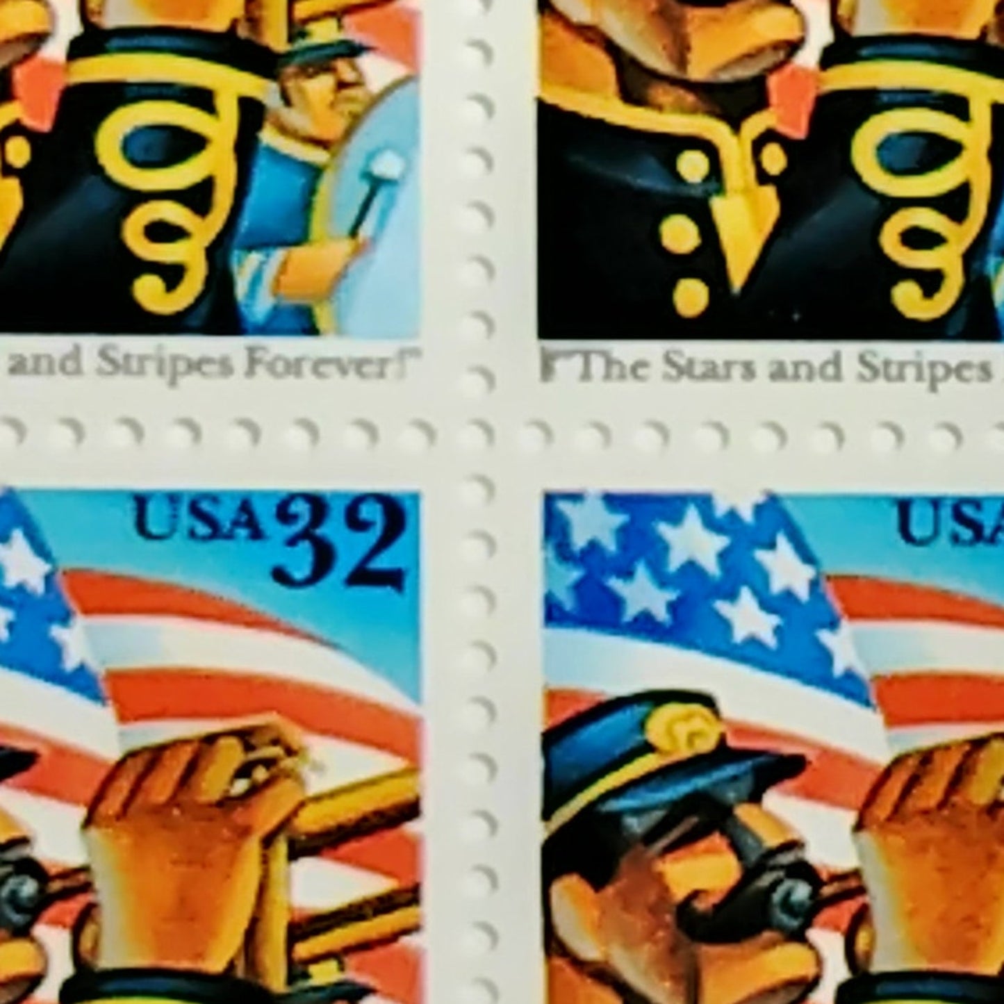 Block of 6 – 1997 USA 32¢ Stars and Stripes Forever MNH Scott 3153