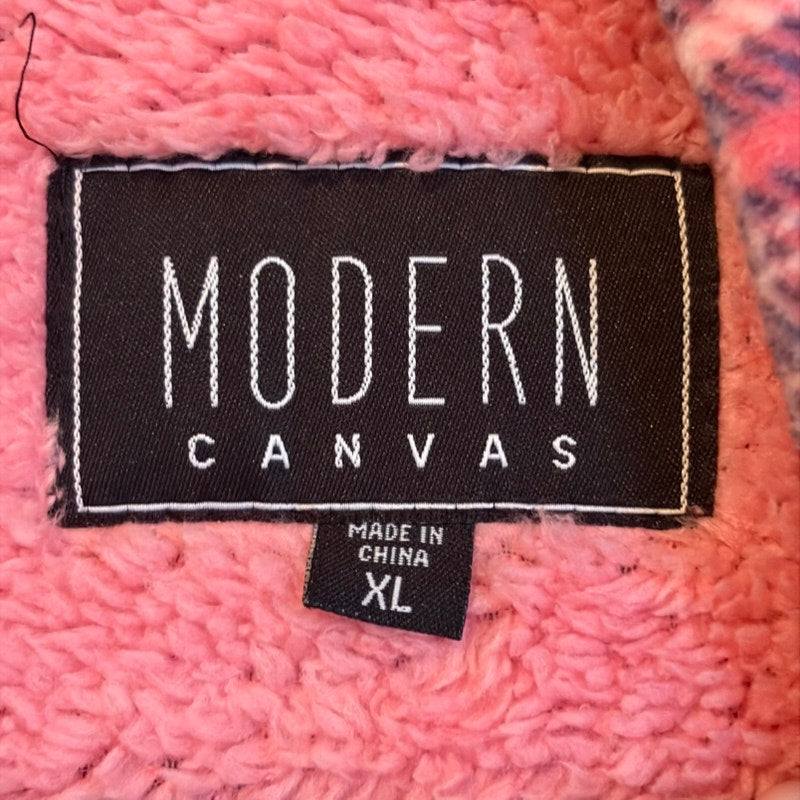Modern Canvas XL Pink Blue Plaid Fleece Lined Flannel Jacket Shacket