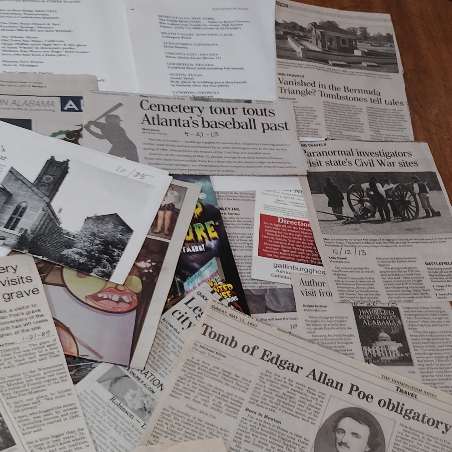 Collected Ghost & True Crime Ephemera - Cemeteries & Hauntings - 2 LBS Clippings
