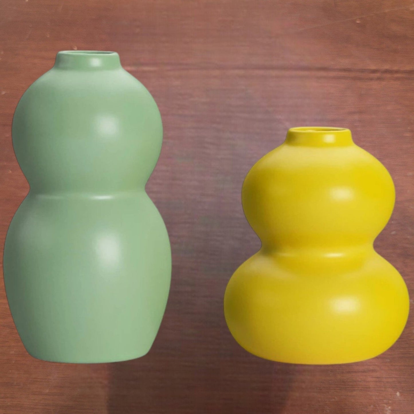 Wholesale 4 x 2pk Bud Vases – Green & Yellow – Sculptural Ceramic – Matte Finish