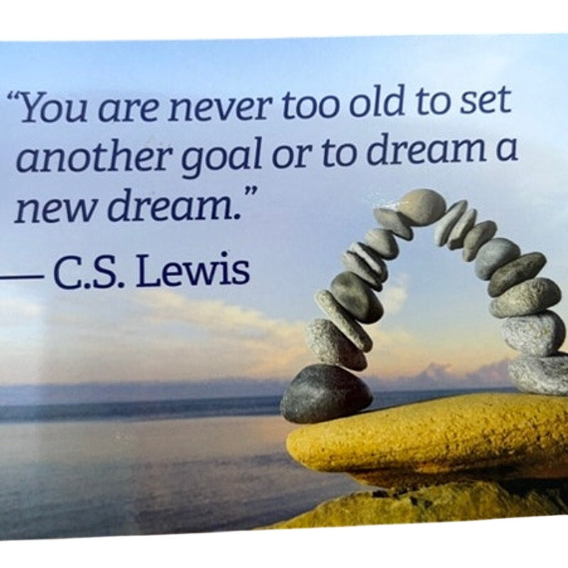 Inspirational Quote Fridge Magnet C.S. Lewis Ocean Sunrise Stone Arch 4.5x3.5