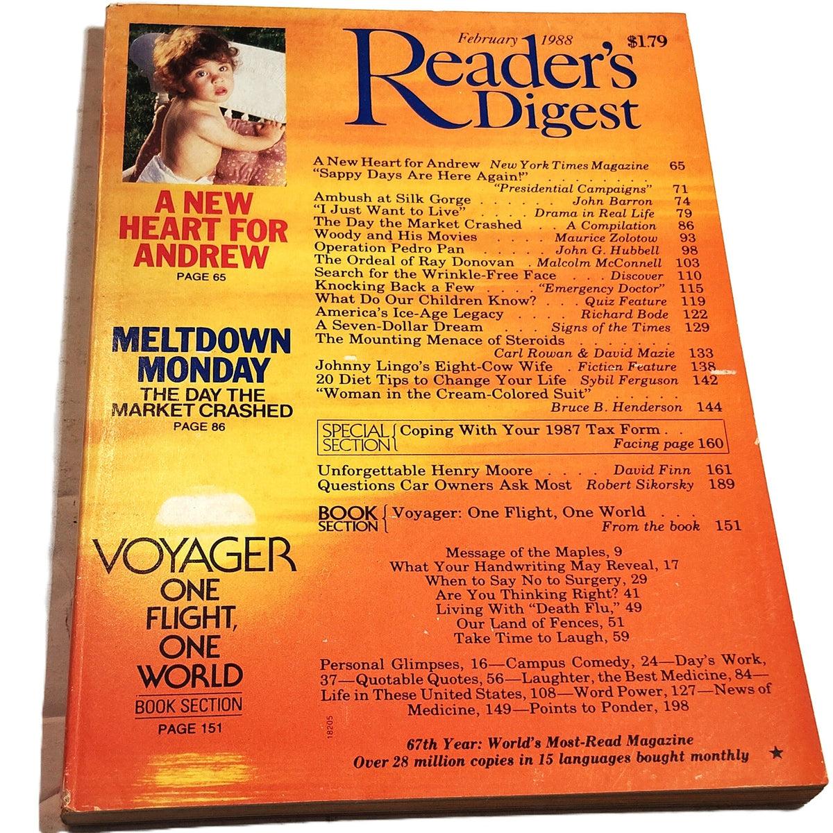 Reader's Digest Magazine February 1988 Vintage Back Issue Collectible Ads