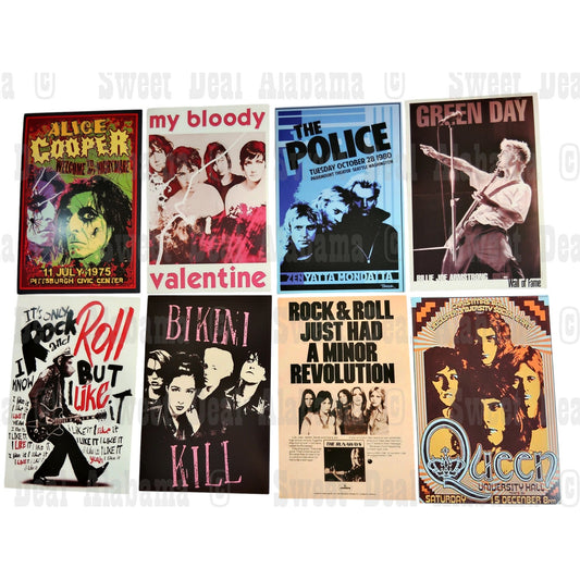 8-Piece Punk Rock Wall Collage Kit - Hip Hop, Rap, Rock & Roll - 6"x4" Posters