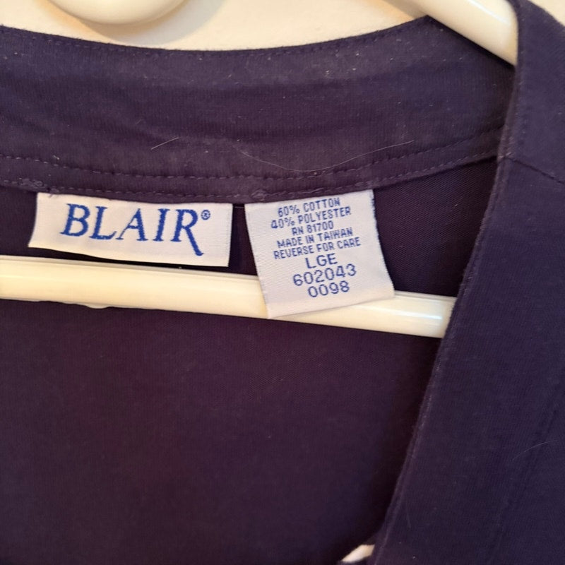 Blair Women's L Navy Mock Layered Top & White Capris 2-Piece Set