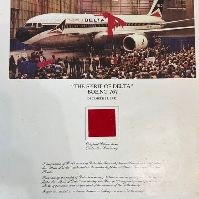 Delta Air Lines Spirit of Delta 1982 Ribbon Swatch Poster VTG Estate Memorabilia
