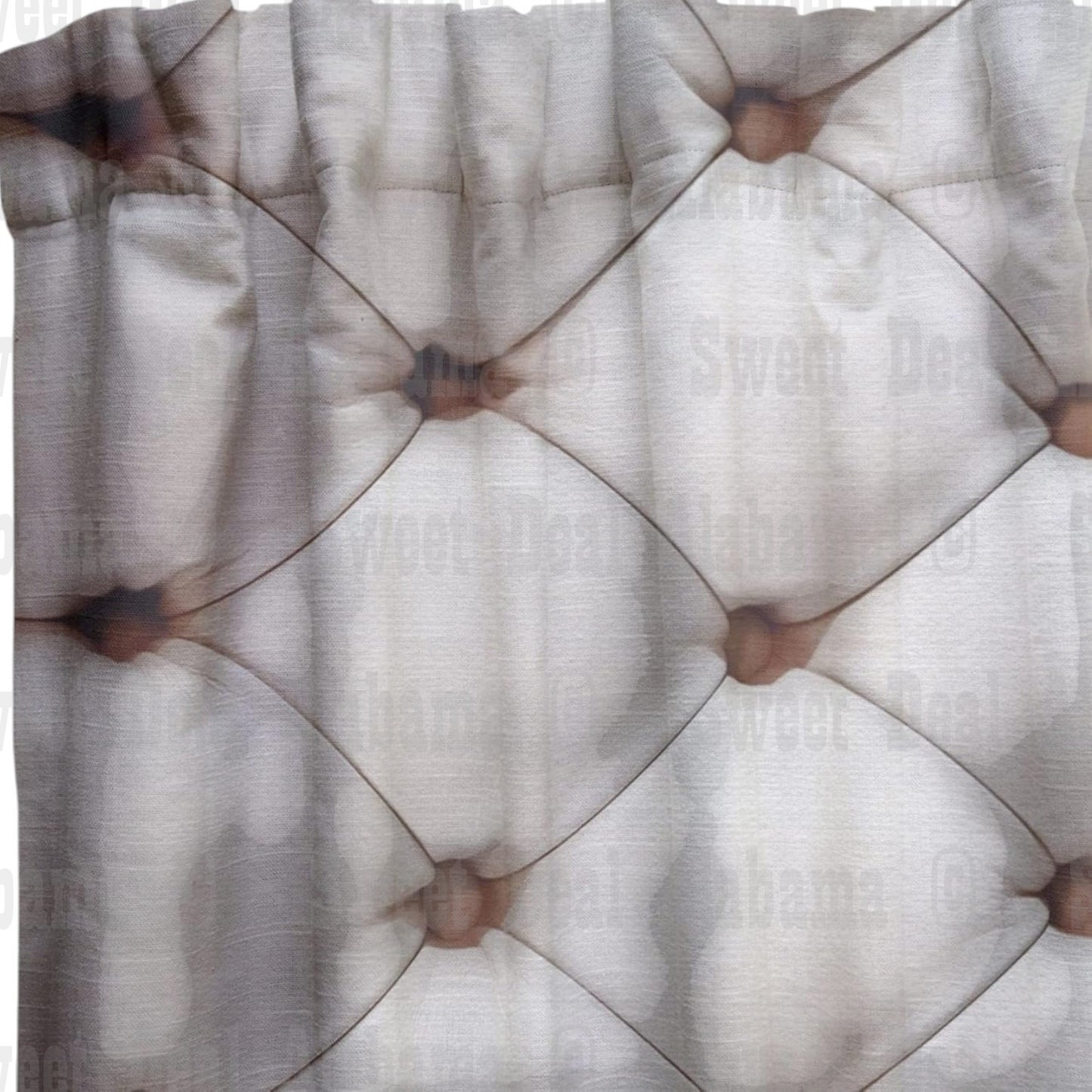 Semi-Sheer Curtains 'Diamond Tufted Leather Couch', Single Panel 52"W x 84"L