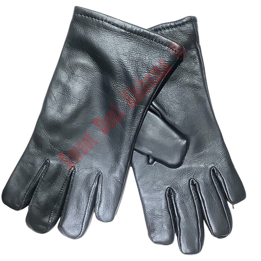 New Military Black Dress Sheepskin Outer Gloves, Size 5C (M), Poly/Wool Liner