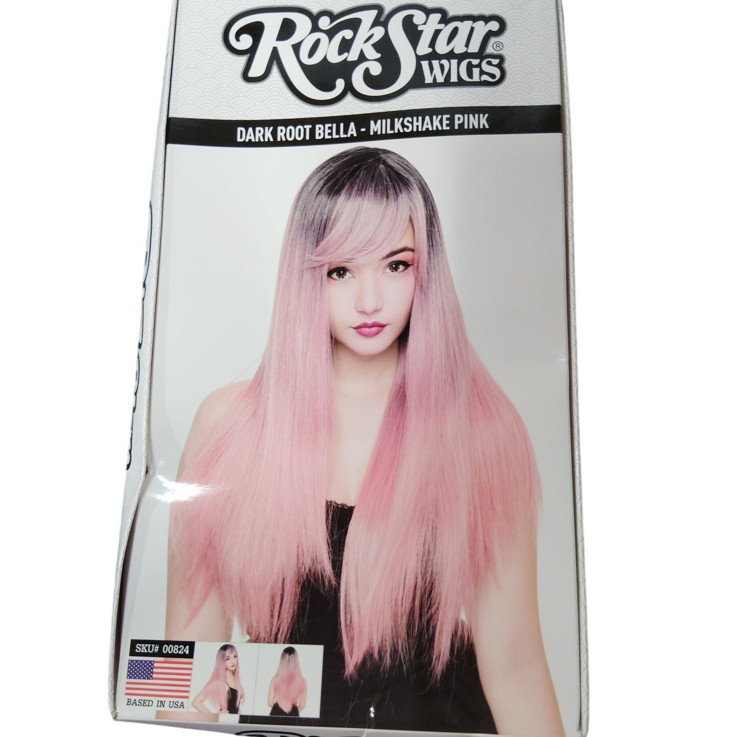 Rockstar Wigs LLC Dark Root Pink Wig Halloween Costume Accessory, One Size