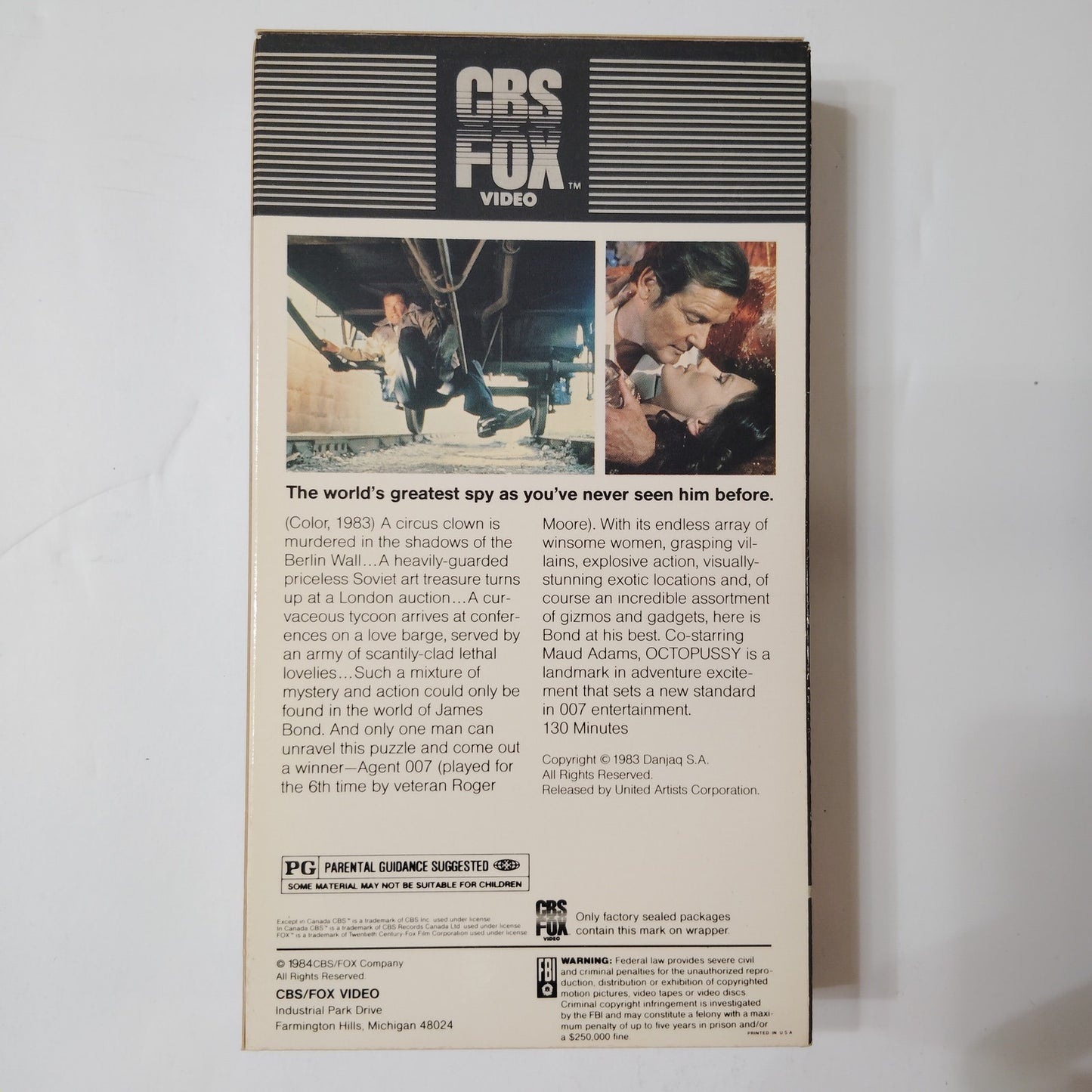 Octopussy VHS 1984 James Bond Action Starring Roger Moore and Maud Adams