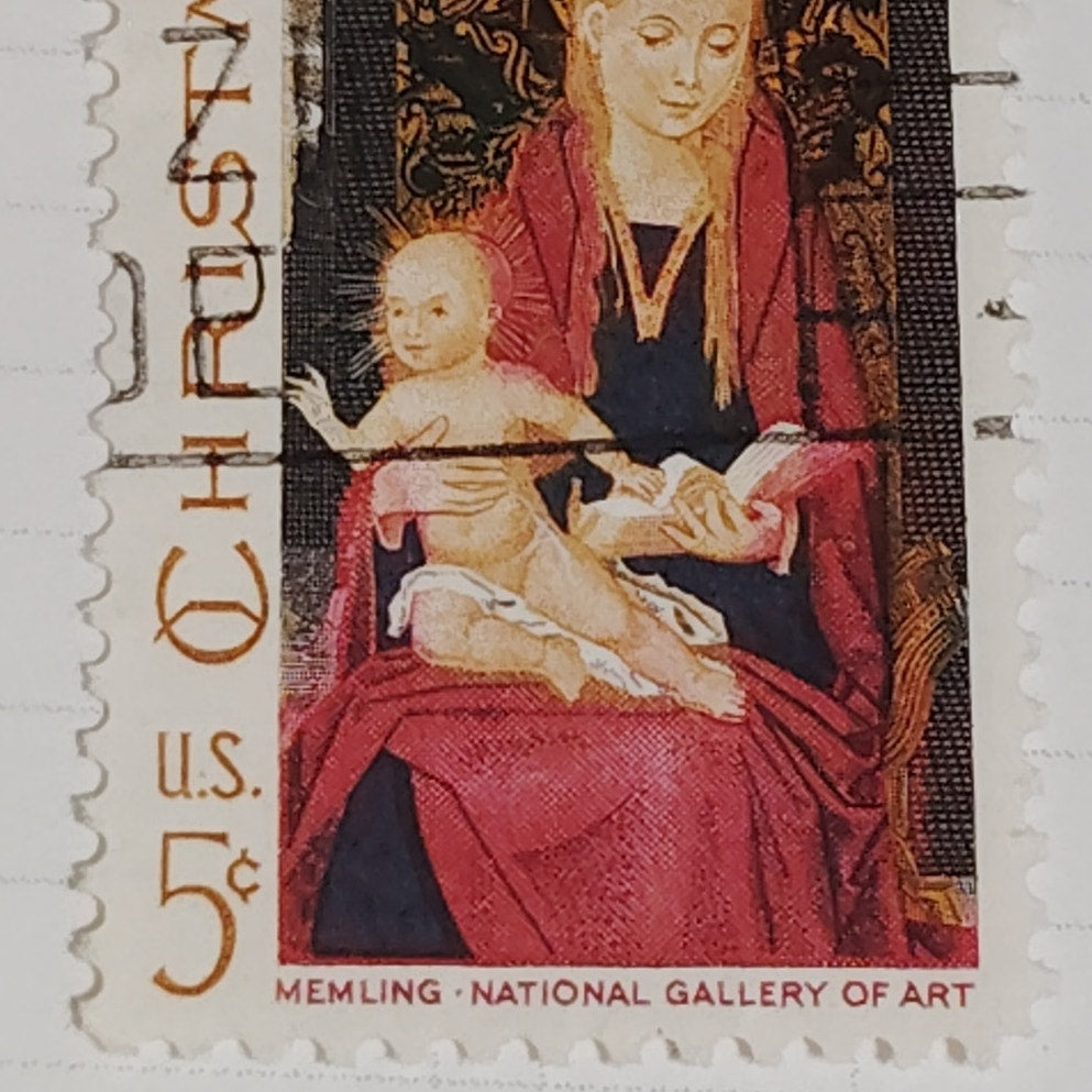 1967 Scott #1336  5¢ Madonna and Child / Hans Memling Christmas Stamp – Canceled