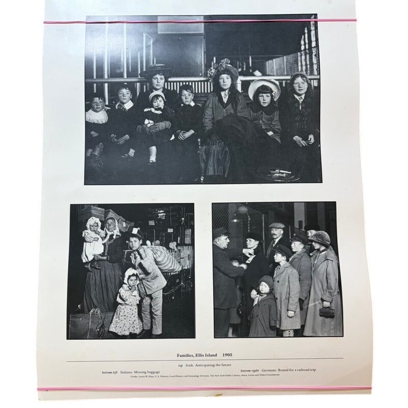 Vintage "Families, Ellis Island 1905" Photo Poster - Black & White 20"x16"