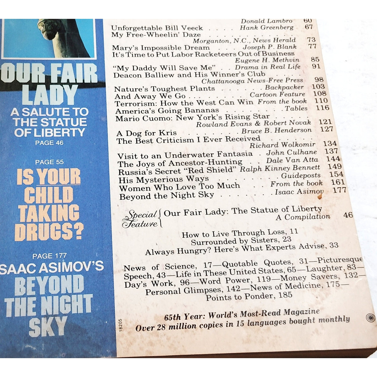 Reader's Digest July 1986 Magazine - Statue of Liberty Our Fair Lady Vintage