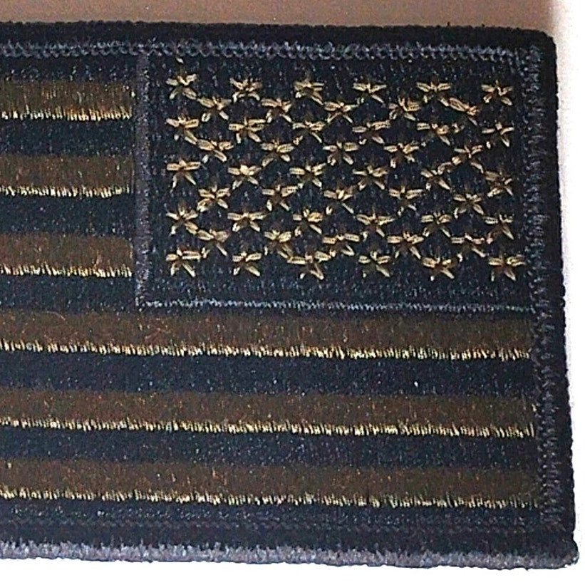 US Flag Patch Subdued Olive Green/Black 4" × 2" Reverse Hook Back Patch