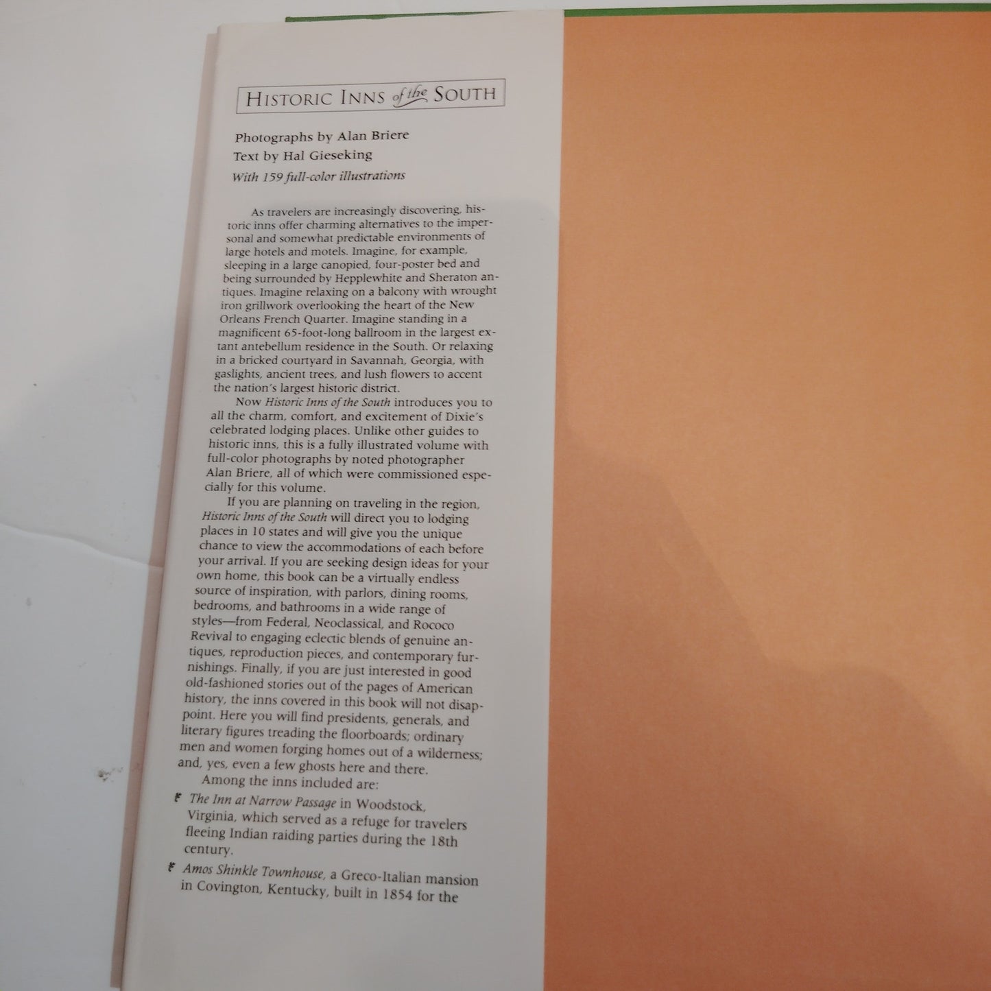 Historic Inns of America: Historic Inns of the South Hardcover 1992 Travel Book