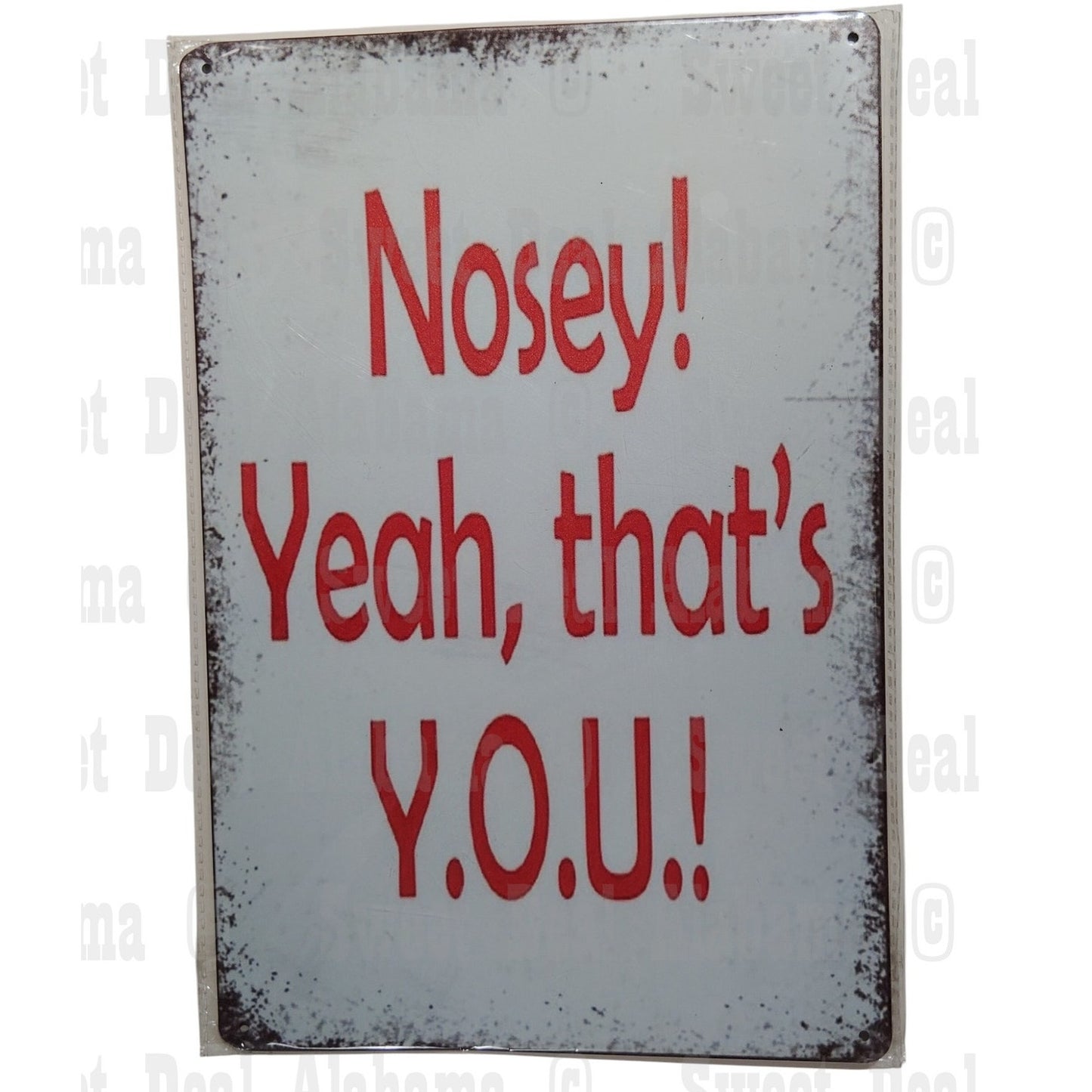Retro Metal Sign "Nosey! Yeah, that's Y.O.U.!"  8" x 12" Poster Sign