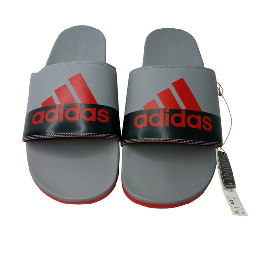 Adidas Adilette Comfort Slides GZ1144 Grey Red Black Men's Size 18 NWT