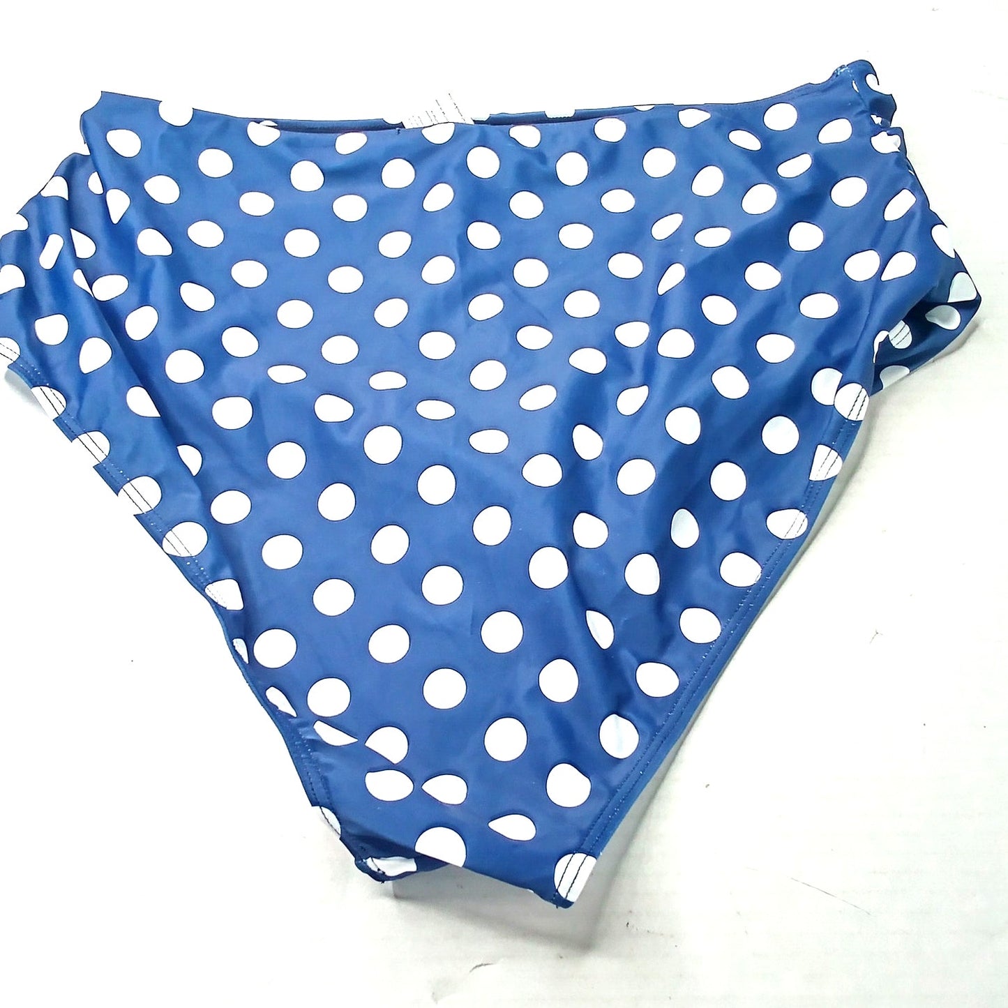 In’Voland Navy Polka Dot High Waisted Bikini Bottoms Tummy Control Women’s 16W