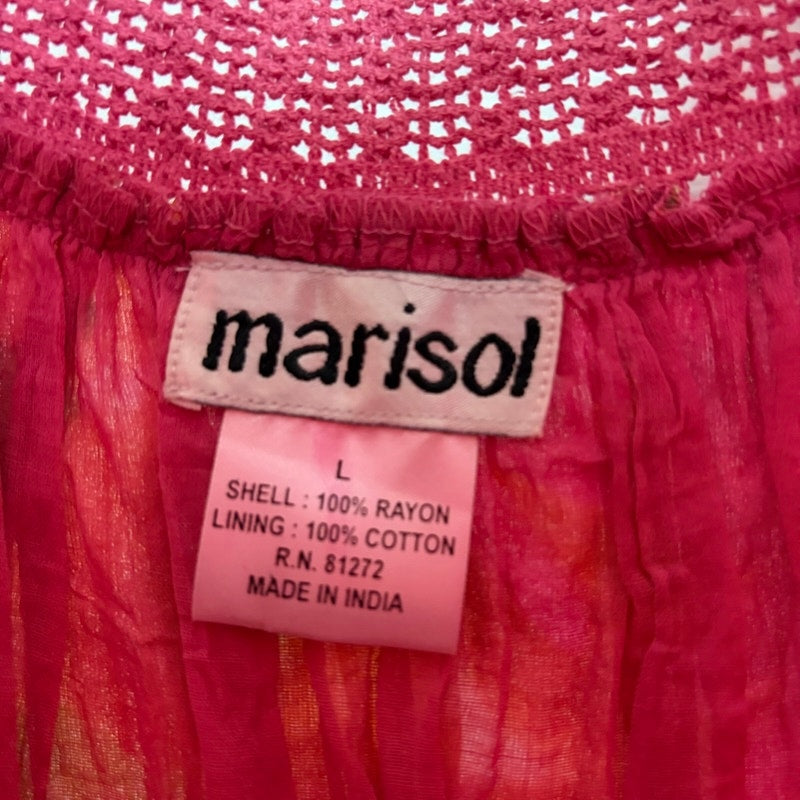 Marisol L Multicolor Floral Rayon Tank Top Crochet Neck Tunic Blouse, Large