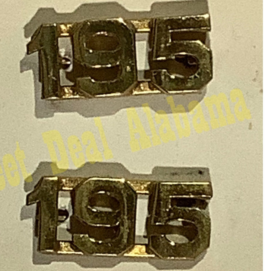 Early/Mid 1900s Brass C-Clasp "195" Collar Devices 3/8"H Hat / Lapel Pins Set