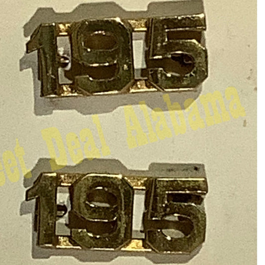 Early/Mid 1900s Brass C-Clasp "195" Collar Devices 3/8"H Hat / Lapel Pins Set
