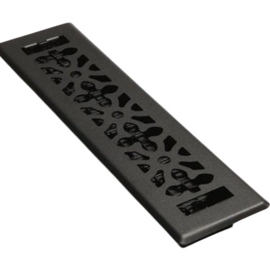 Decor Grates 2 in. X 12 in. Gothic Design Black Steel Floor Register- AGH212-BLK
