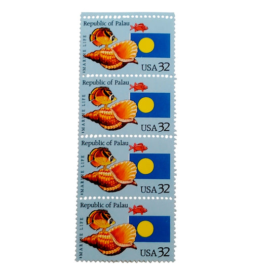 Strip of 4 – 1995 USA 32¢ Republic of Palau MNH Scott 2999 Marine Life
