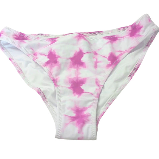 Cupshe Tie Dye Bikini Bottoms White Fuchsia Mid Rise Women’s Swim Bottoms Small
